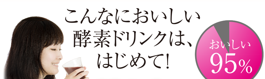 こんなにおいしい酵素ドリンクは、はじめて！アンケートでも95%の方がおいしいと答えています。※自社調べ。