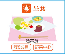 昼食：通常食　腹8分目・野菜中心